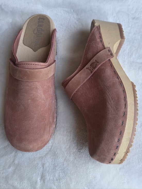 Sandgrens Shoes - Sandgrens Swedish Wooden Clogs Dusty Rose Suede Slip On Mules EU 37
